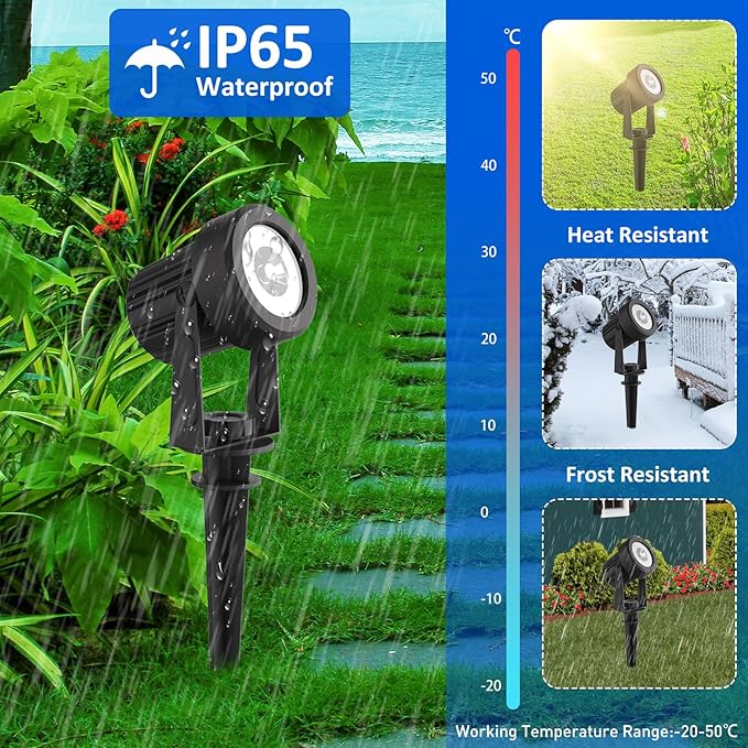 T-SUNUS Halloween Color Changing Solar Landscape Spotlights 4 Pack IP65 Waterproof Christmas Lights 9.8ft Cable Outdoor RGB Spot Light Separated Panel for Flag Tree Yard Garden Driveway Walkway Pond