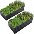 2 Pack Metal Raised Garden Bed Kit Outdoor 8x4x2 FT Galvanized Planter Boxes Set Rectangle Vegetable Flower Beds for Herbs Fruits Planting (Black)