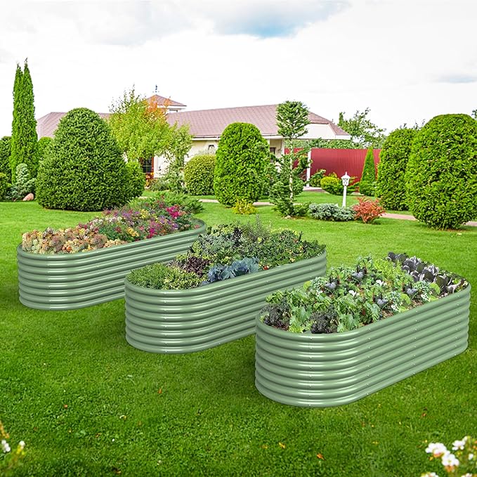 FRIZIONE 6FT(L)3FT(W)2FT(H) Raised Garden Bed Outdoor Raised Planter Box Outdoor for Herb Vegetable-Light Green