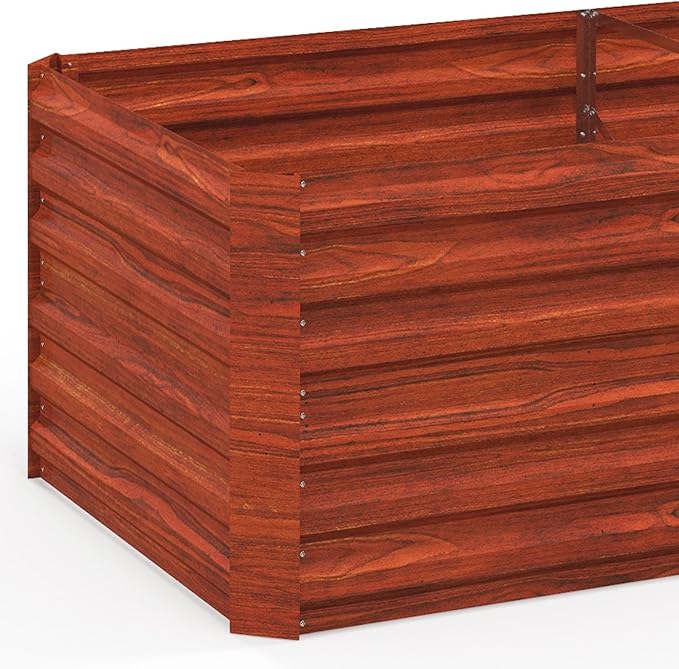 Outsunny Galvanized Raised Garden Bed Kit with Reinforcing Bars Large and Tall Metal Planter Box for Vegetables Flowers and Herbs 6' x 3' x 2' Dark Brown