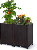 D'vine Dev Raised Patio Planter Box - Elevated Planter with Drainage Plug Raised Garden Beds for Growing Flowers Herbs Vegetables - Outdoor Standing Gardening Kit Set of 2 RGB-D-2