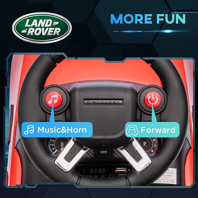 Qaba Land Rover Licensed 6V Ride on Push Car 2 in 1 Sliding Car Battery Powered Electric Car for Kids with Headlights Music Horn for 18-60 Months Red