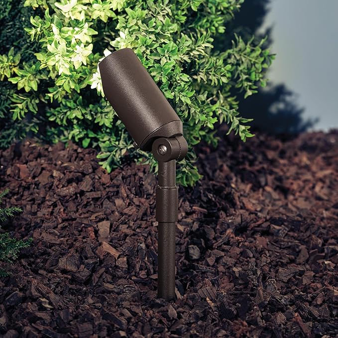 Kichler 6 Mini Outdoor Accent Light in Textured Architectural Bronze 12V LED Adjustable Spotlight (6 L x 2.5 H) 15384AZTBrown