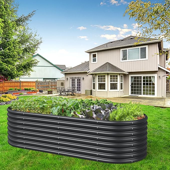 FRIZIONE 6FT(L)×3FT(W)×2FT(H) Raised Garden Bed Outdoor Raised Garden Beds for Flower Raised Planter Box Outdoor for Herb Vegetable-Gray