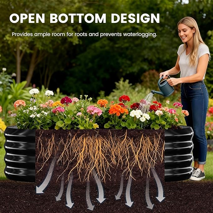 3 in 1 Galvanized Raised Garden Bed with 87 H Arch Trellis for Climbing Plants Outdoor Gardening Planter Box with Climbing Net for Flower Vegetables Fruits Herbs Black