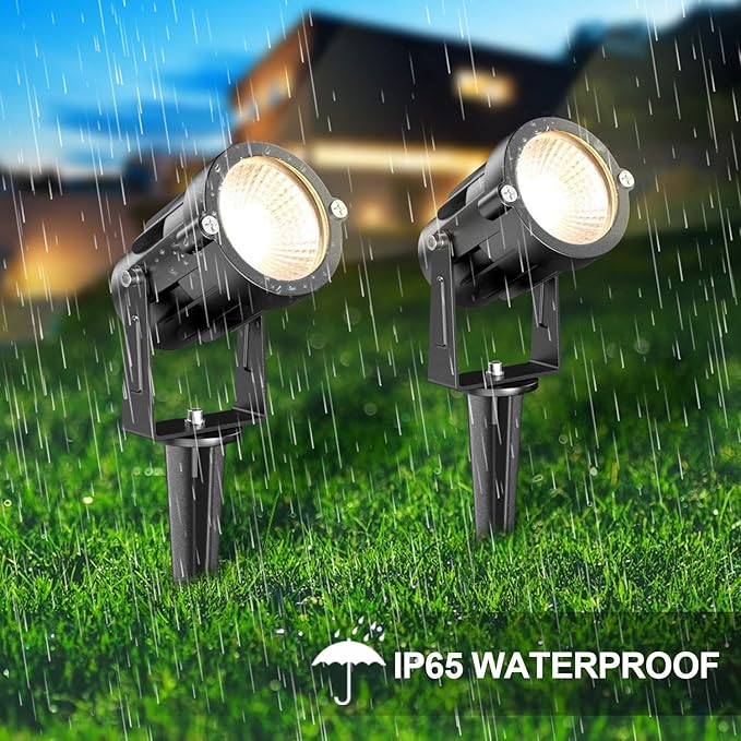 15W Low Voltage Landscape Lights LEDVIE 12 Pack LED Landscape Lighting Outdoor 12V Warm White LED Landscape Light Waterproof Garden Pathway Lights Wall Tree Flag Spotlight with Spike Stand