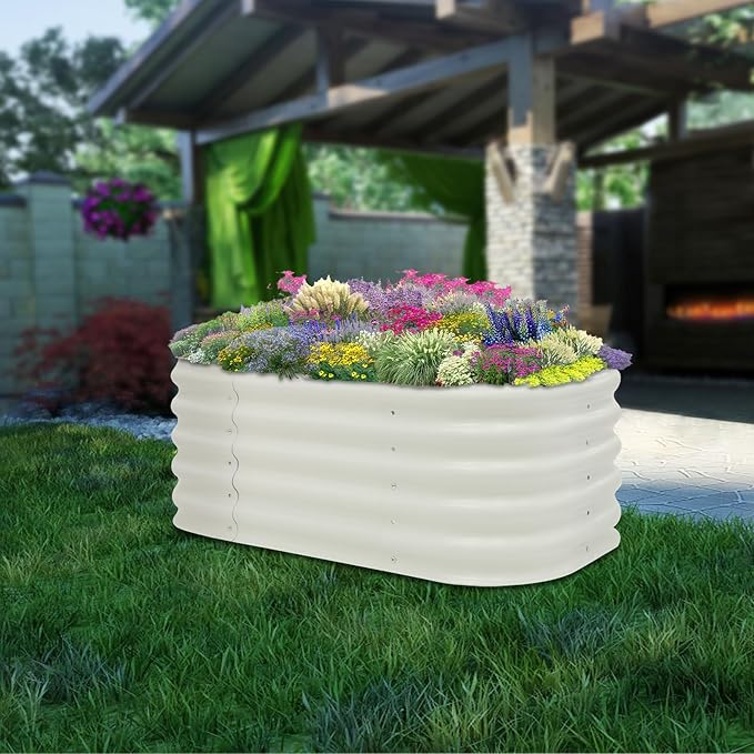 DouSeiAi Raised Garden Bed 17 Tall 6 in 1 Modular Zinc-Aluminum- Stainless Steel Metal Garden Bed Outdoor Safe Raised Garden Bed Kit Raised Flower Box for Vegetables Plants Fruits