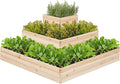 Yaheetech 3 Tier Wooden Raised Garden Bed 44.5'' L×44.5″ W×20.5″ H Horticulture Open-Bottom Planter Raised Garden Bed for Flowers/Herbs/Vegetables Planter Flower Box