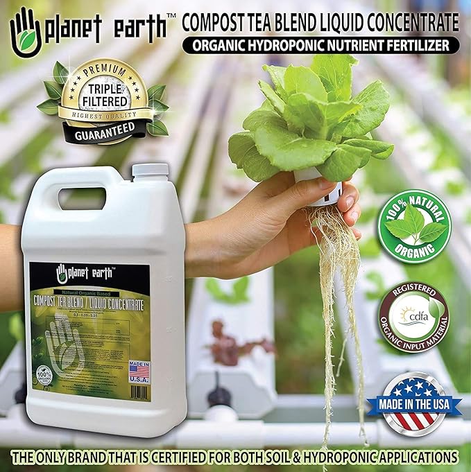 Planet Earth Natural Organic Based Compost Tea. The Ultimate Organic Fertilizer - Triple Filtered Liquid hydroponic Nutrient (Quart)