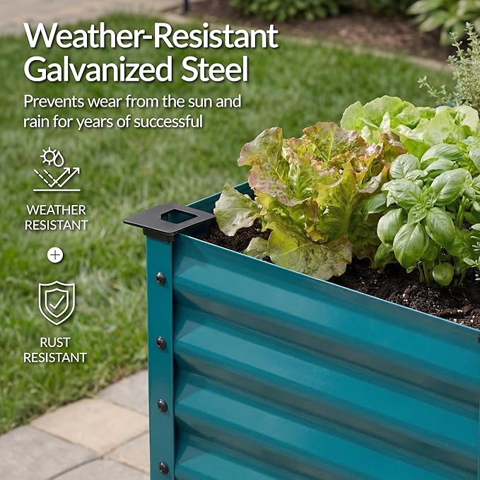 Best Choice Products 48x24x30in Galvanized Raised Garden Bed Metal Elevated Planter Box Vegetable Garden for Backyard Patio Balcony - Peacock Blue