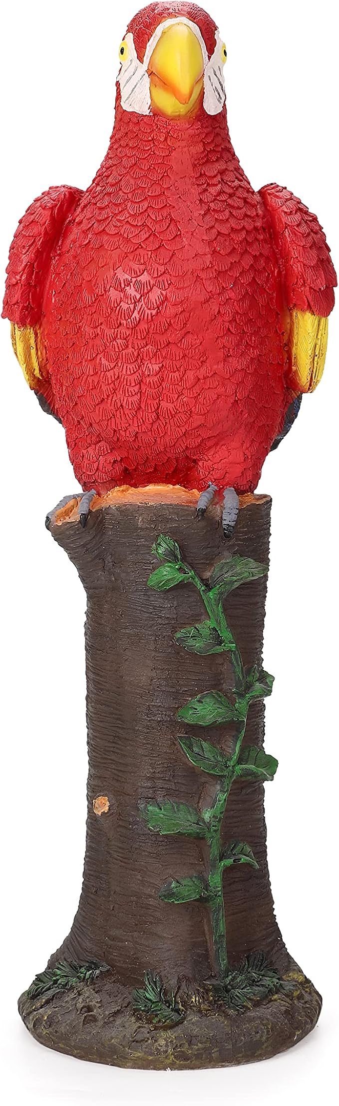Techko Decorative Red Parrot Outdoor Garden Statue Waterproof Solar LED Spotlight Tropical Tiki Decor