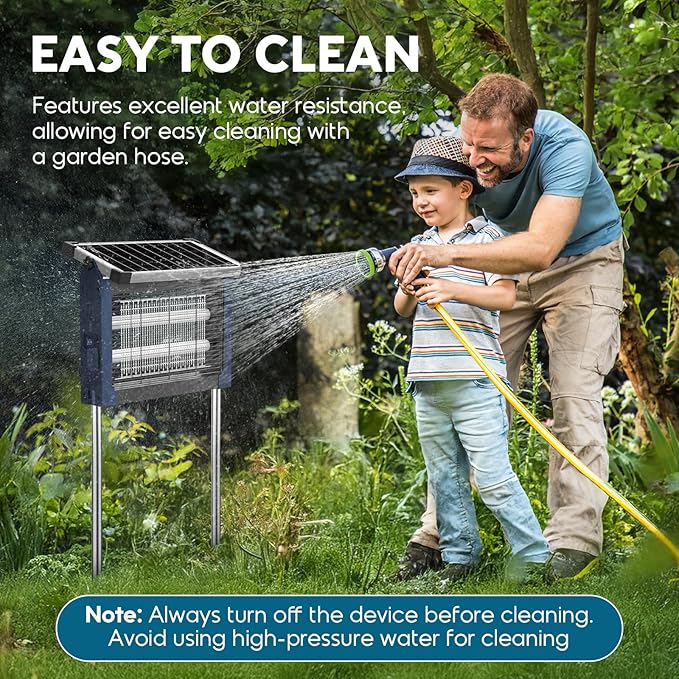 Solar Bug Zapper Outdoor Waterproof Mosquito Zapper Outdoor Solar Powered 4500V Electric Bug Zapper Indoor w/Smart Light Sensor Mosquito Trap Fly Zapper for Patio Kitchen Garage Yard Camping