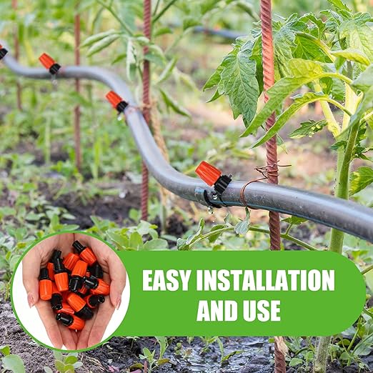 Yaomiao 394 ft Drip Irrigation System Kit 1/2 Inch Hose 1/4 Inch Distribution Tubing Drip Emitters Adjustable Misting Nozzle Barbed Fittings Patio Misting Plant Watering System for Garden Yard Lawn
