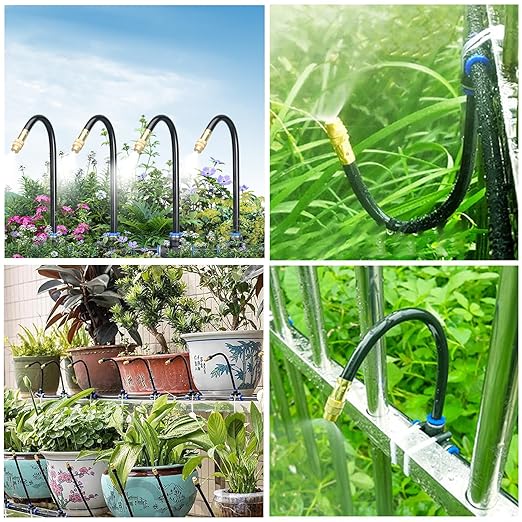 49FT Drip Irrigation Kits Garden Irrigation System360-degree Bending Dropper atomizing Copper Nozzle Quick ConnectorGarden Plant Lawn Courtyard Watering System