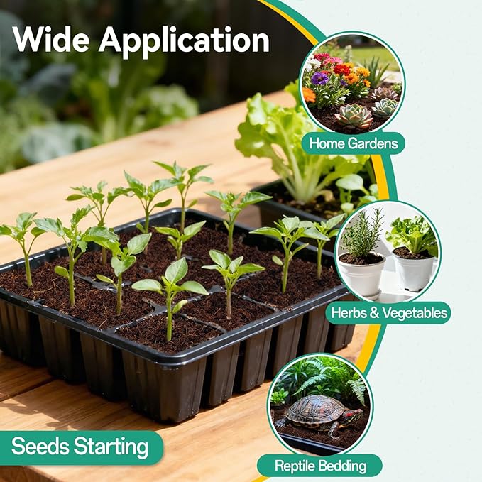 ZeeDix 200pcs(40mm) Coco Coir Pellets Potting Soil Indoor Plants Compressed Coconut Coir Soil Pellets Seed Starting Pellets Soil Discs for Planting Flowers Bonsai Herbs Plants and Vegetables