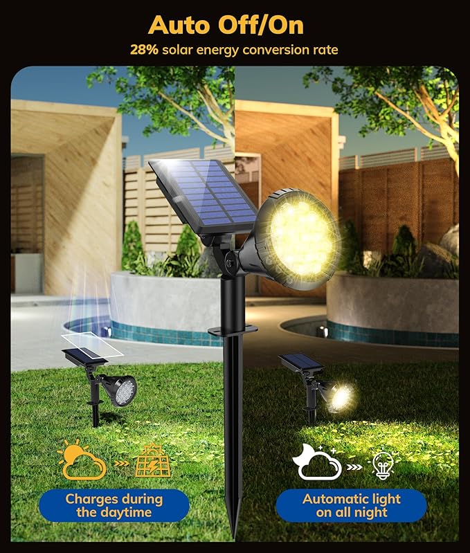 Solar Spot Lights for Outside 21 LED Outdoor Solar Lights for Yard 4 Pack Solar Spotlights Waterproof Auto On/Off for Landscape Wall Garden Pool Tree Pathway and Driveway(Warm White)