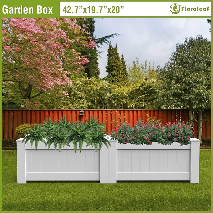 FLORALEAF31 X 20 X 20 Raised Garden Box Above Ground Planter for Growing Vegetables Flowers Herbs DIY Gardening Whelping Pen White Vinyl Garden Bed 2Packs