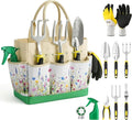 Gardening Tools 10-Piece Heavy Duty Garden Tool Set with Fashion and Durable Garden Tools Organizer Handbag Rust-Proof Gardening Hand Tools Weeding Kit Ideal Gardening Gifts for Women