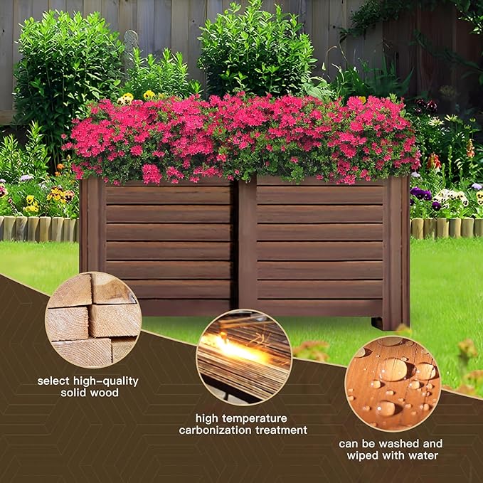 Wood Garden Bed Planter Garden Boxes Outdoor Planter Box Wood Container Gardening Planter Raised Beds for Growing Flowers/Vegetables/Fruits in Backyard (39.47inx 19.68inx 19.68in)