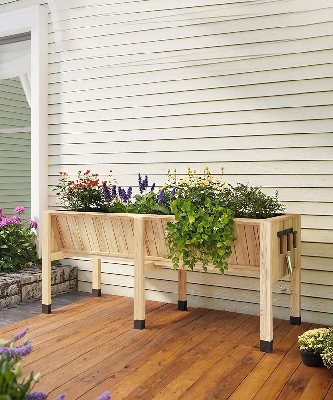72x26x30in Raised Garden Bed with Legs-Wooden Elevated Raised Garden Beds Outdoor for Growing Vegetables and Herbs-Big Sturdy Standing Garden Bed Planter Box-Enhanced DepthNatural