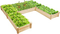 DORTALA Raised Garden Bed Wooden Raised Garden Box Planter Container for Herbs Flowers Vegetables Ideal for Backyard Patio Natural 92.5’’x95’’x11’’