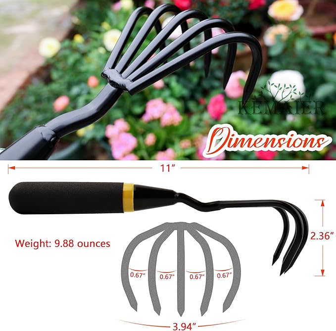 Garden Tool Set - Featuring a Heavy-Duty Stainless Steel Hand Cultivator Transplant Shovel Trowel Crack Weeder and Dandelion Weeder - The Ultimate Unbreakable Gardening Gift