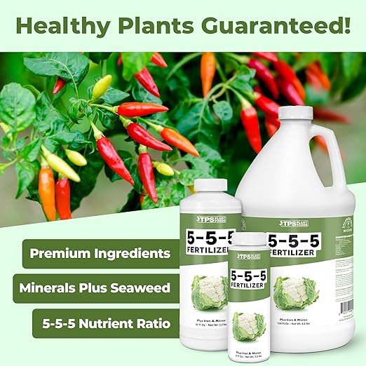 5-5-5 Fertilizer for Plants Great for Vegetables Flowers and Shrubs Liquid Plant Fertilizer by TPS Plant Foods 32oz (1 Quart)
