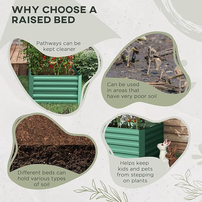 Outsunny Galvanized Raised Garden Bed Kit with Reinforcing Bars Large and Tall Metal Planter Box for Vegetables Flowers and Herbs 6' x 3' x 2' Light Green