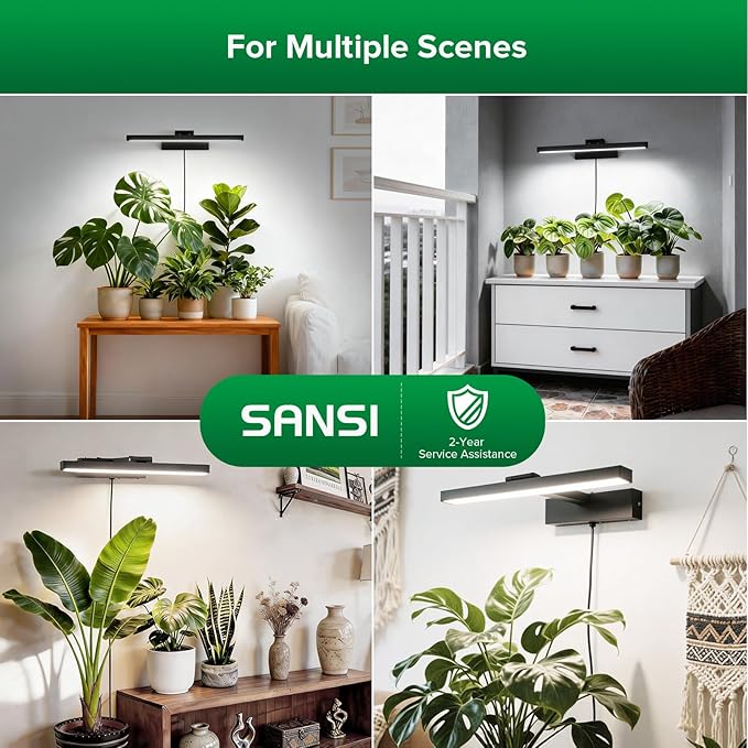 SANSI Grow Lights for Indoor Plants 35W Wall Mounted Grow Light Full Spectrum LED Plant Lights for Indoor Growing High PPFD with 4-Level Dimmer Auto On Off 4/8/12 Hrs Remote for Greenhouse Seed