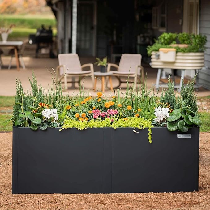Vego garden 32 Extra Tall Modern Raised Garden Beds Kit 42 x 83 Garden Raised Bed Metal Planter Box for Vegetables Flowers Fruits Midnight Blue