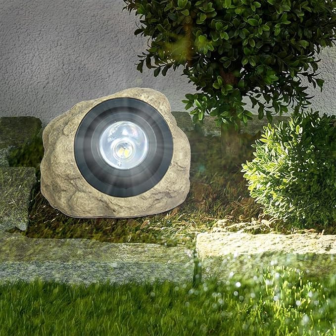 Solar Rock Spot Light – Outdoor Garden Landscape Spotlight | Waterproof Resin Simulated Stone Lamp | LED Lawn Tree Illumination | Solar-Powered Yard Decoration Pathway Accent Lighting