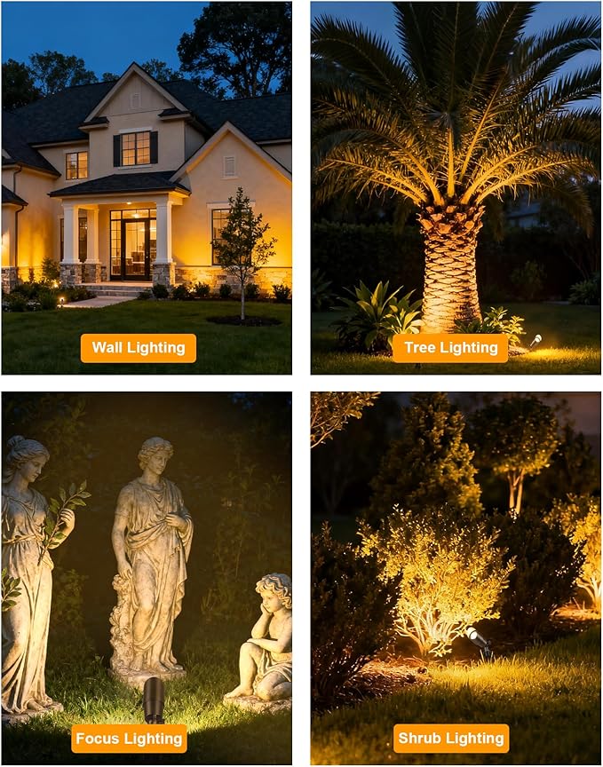 PARTPHONER Solid Brass Low Voltage Landscape Lighting Wired 12V LED Landscape Spotlights with Aluminum Housing MR16 Bulb Heavy Duty Outdoor Waterproof Up Lights for Garden Yard Trees 1Pack