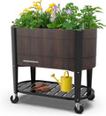 Permasteel Raised Garden Bed with Legs 40×20×37 in Planter Box with EnGrow™ TrueSoil™ Technology for Vegetables Flowers Herbs and Fruit Outdoor Indoor Storage Shelf Wood Brown