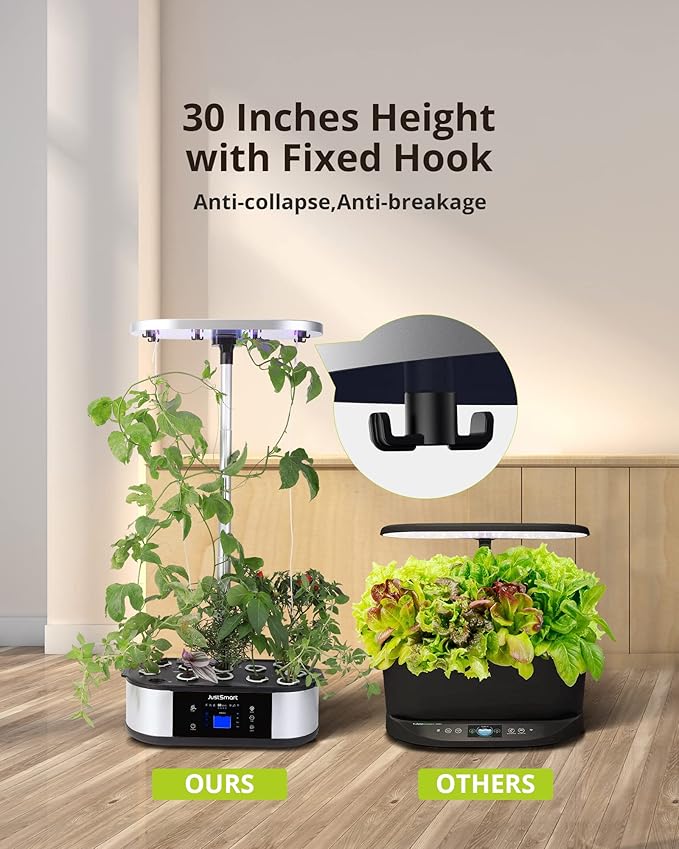 WiFi 12 Pods Hydroponics Growing System Indoor Garden with APP Controll and 3 Planting Modes Up to 30 48w 120 LED Light Automatic Water-Adding Fertilization Timer Silent Pump GS1 Max