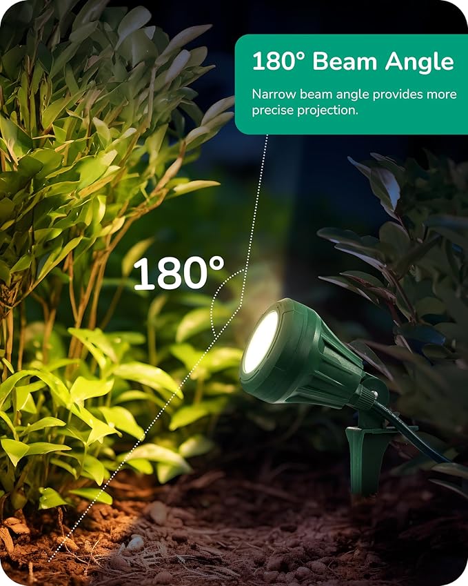 EDISHINE 120V Outdoor LED Spotlights 5.5W Plug in Spotlight with 3 Lenses (Red Green Yellow) &amp 180° Rotatable Lamphead 5000K Waterproof Landscape Lights for Flag Garden 4 Pack