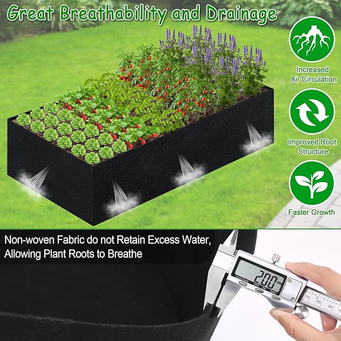 6x3x2ft Fabric Raised Garden Bed liner for Planter Raised Beds Garden Grow Bed Bags to Grow Vegetables Flowers Fruits Herbs and Succulents Rectangle Planting Container for Outdoor 269 Gallon