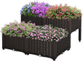 Self-Watering Elevated Garden Bed Set of 4 Smart Planter Box with Legs &amp Built-in Reservoir for Effortless Growing of Herbs Flowers &amp Vegetables Brown
