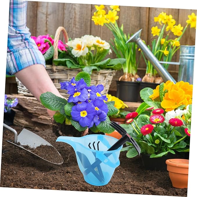 Heavy Duty Garden Hoe and Gardening Tool Set with Bucket Plastic Shovel Soil Fork Lightweight Non-Slip Beach Digging for Boys and Versatile Outdoor Weeding and Planting Tools for