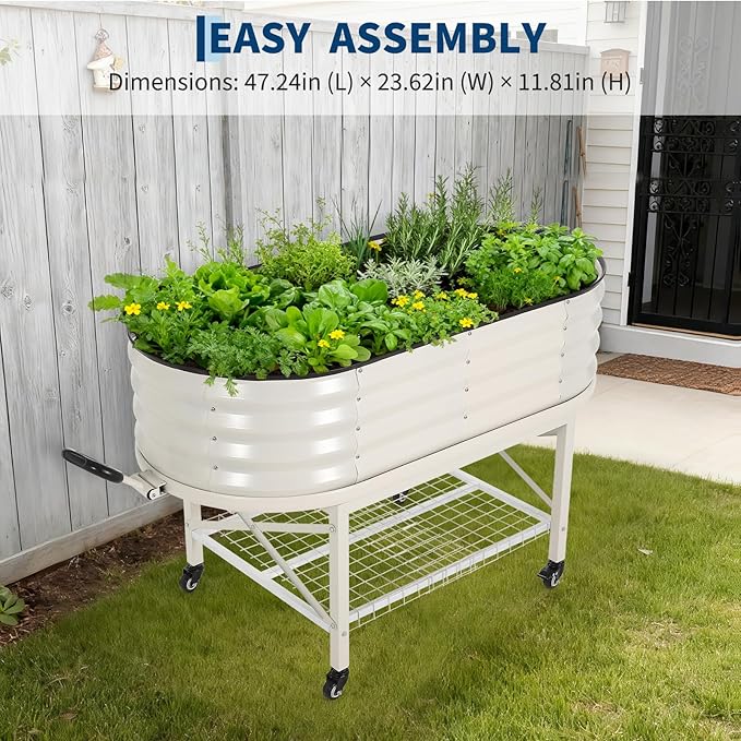 Galvanized Raised Garden Bed Kit with Cover Large Corrosion-Resistant Planter Raised Beds for Vegetables and Flowers Sturdy Outdoor Metal Garden Raised Beds with Reinforced Structure Easy Assembly