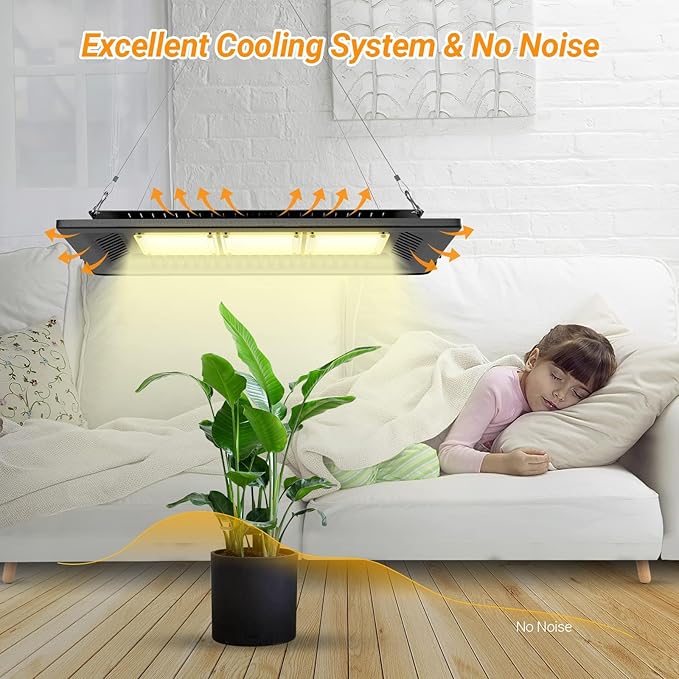 Relassy 450W Waterproof Led Sunlike Full Spectrum Outdoor Grow Light with No Noise Heat Dissipation for Indoor Outdoor Plants Seedling Growing Blooming and Fruiting