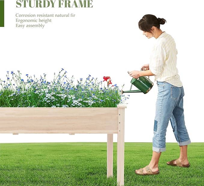 49x24x30 Long Raised Garden Bed Outdoor Wood Outdoor Planter Box Raised Garden Bed with Legs for Growing Flowers and Herbs on Patio Balcony Deck or Yard 30 Tall