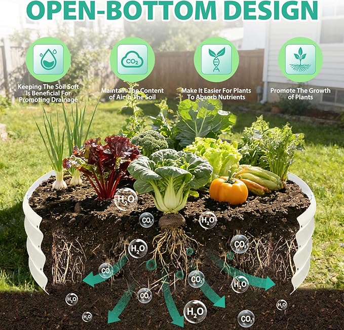 4FT Diameter Galvanized Garden Raised Bed/Plant Box/Fire Pit Ring - 0.8mm Thick12 Inch TallPerfect for Planting a Variety of FlowersHerbsVegetables (Cream White 48 Dia X 12inches)