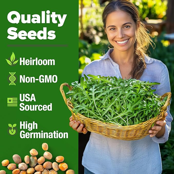 HOME GROWN 𝗨𝗦𝗔 𝗣𝗥𝗘𝗠𝗜𝗨𝗠 Arugula Roquette Seeds Pack 2175 &amp Banana Pepper 94 &amp Beefsteak Tomato 300 &amp Buttercrunch Lettuce 1975