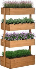 Vertical Wooden Garden Planter - 4 Tier Raised Bed with Self-Watering &amp Adjustable Angle for Herbs Flowers and Vegetables - Orange