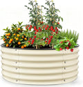Gruper Galvanized Raised Garden Bed 3.5ft x 17'' Tall Round Metal Planter Raised Garden Boxes Outdoor for Vegetable Fruits Flower Herb Anti-Rust and Sturdy &amp Easy-Setup