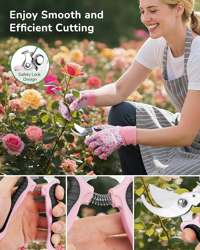 12-Piece Womens Gardening Tools Gift Set Rust-Proof &amp Heavy-Duty Garden Tools with Durable Carrying Case Fashionable &amp Thoughtful Gardening Gifts for Women&ampMen (Purple)