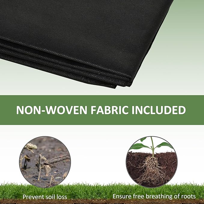 8x2ft Wooden Raised Garden Bed Kit Elevated Planter with 2 Boxes Self Draining Bottom and Liner Patio to Grow Vegetables Herbs and Flowers Gray