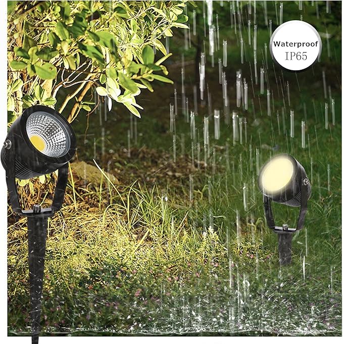 Kiven Waterproof Stepless dimming 7watts LED Spotlight with Timer Function Outdoor Landscape Dimmable 110V Plug-in Fixture IP65 Garden Light for Christmas Decoration Patio Pathway Lawn Yard