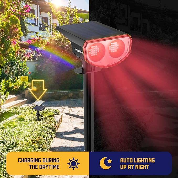 Kyosho Color Changing Solar Outdoor Lights 9 Lighting Modes Halloween Christmas Lights Waterproof RGBW Multicolor Solar Spotlight for Tree Pool Garden 4 Pack