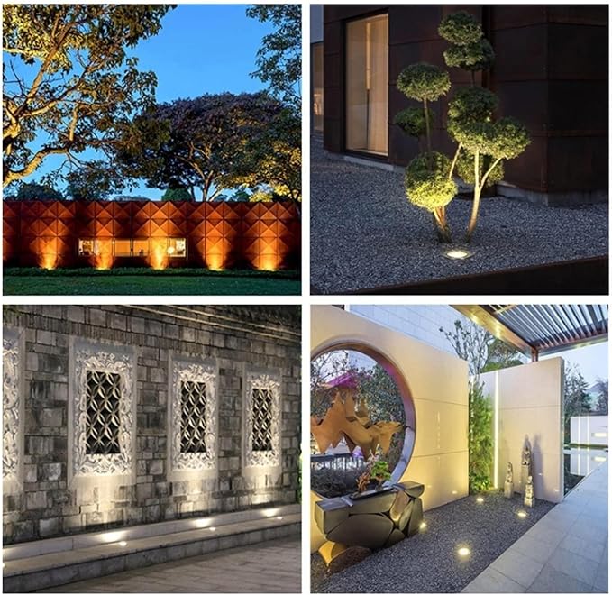 Outdoor Buried LED Landscape Lights - IP66 Waterproof Recessed Ground Spotlights 24V Round Underground Garden Lights (Blue 15W Purple 9W)